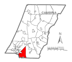Map of Richland Township, Cambria County, Pennsylvania Highlighted